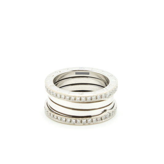 Bvlgari B.Zero 1 Size 57 Three Band Ring In White Gold With Diamonds