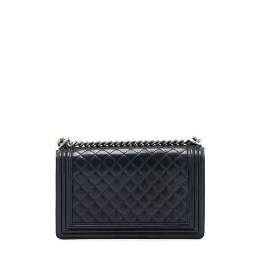 Chanel Medium Boy Bag Lambskin Black Ruthenium SHW