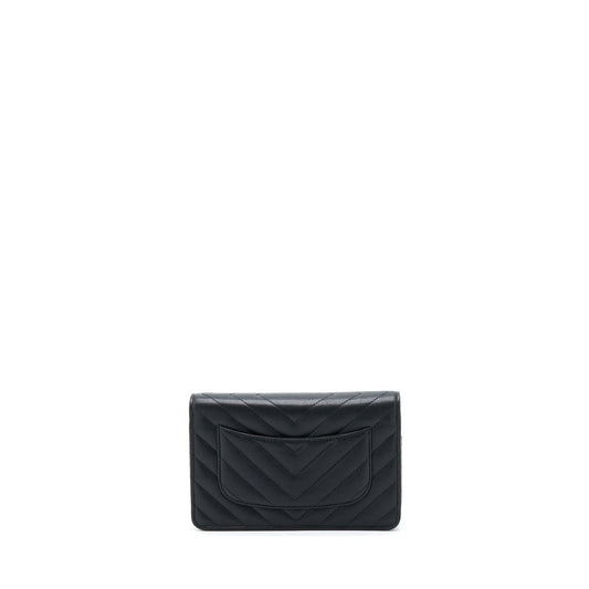 Chanel 2.55 So Black Wallet On Chain Calfskin With Black Hardware
