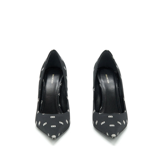 Balenciaga Size 36 Satin BB Knife Heels Black