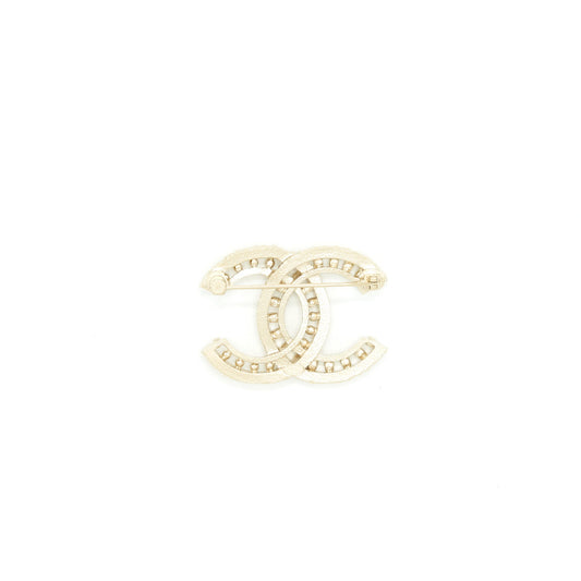 Chanel 22P CC Brooch With Crystals Gold Tone