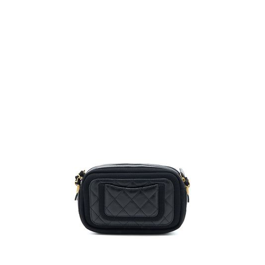 Chanel Camera Bag Leather/ Canvas Black GHW
