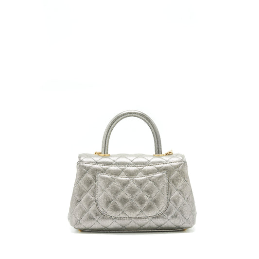 Chanel small coco handle 24cm Caviar Metallic Silver GHW