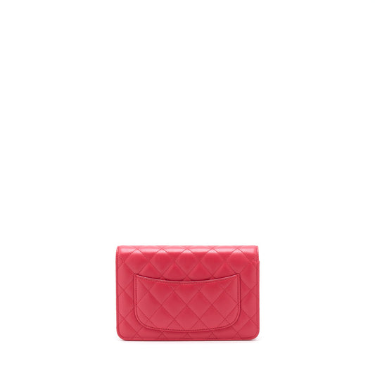 Chanel Classic Wallet On Chain Lambskin Red GHW