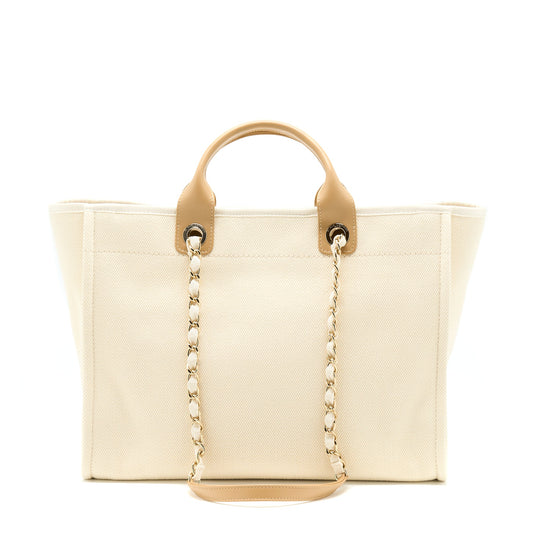 Chanel Deauville Pearl Tote Canvas GHW