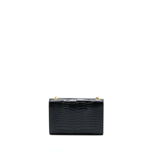 Saint Laurent Kate Bag Croc Embossed Calfskin Black GHW
