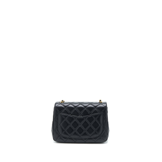 Chanel Pearl Crush Mini Square Flap Bag Lambskin Black GHW (Microchip)