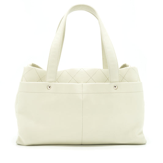 Chanel Large Shopping Tote Bag Caviar Ivory SHW