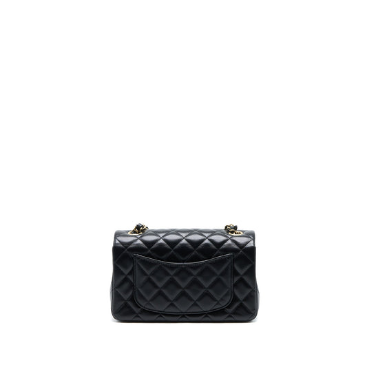 Chanel Mini Rectangular Flap Bag Lambskin Black LGHW (Microchip)