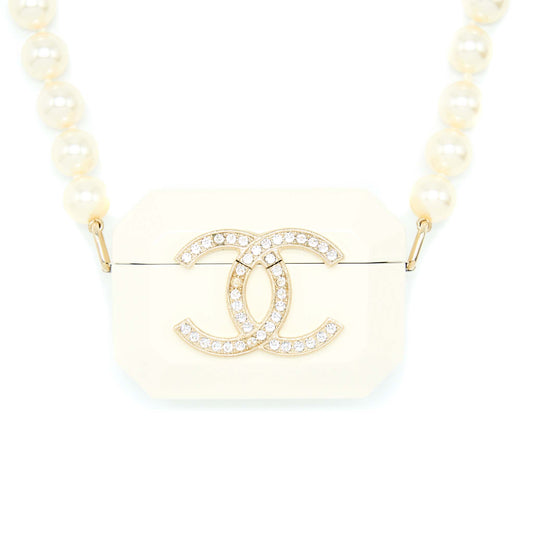 Chanel AirPods Case With Pearl Chain White LGHW