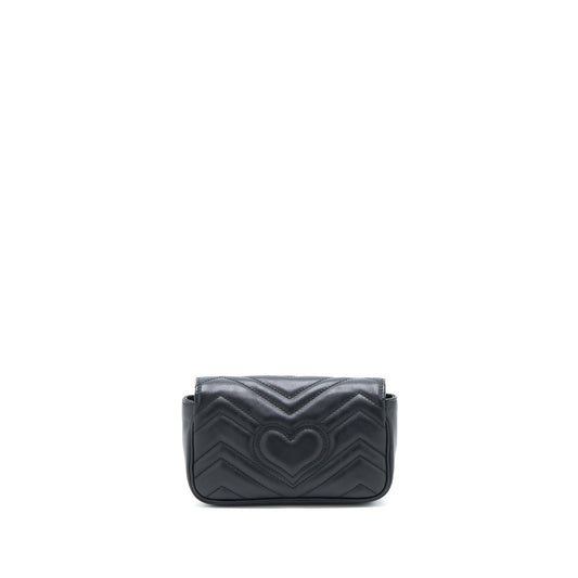 Gucci GG Marmont Super Mini Chain Bag Calfskin Black Brushed GHW