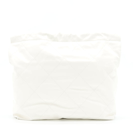 Chanel Medium 22 Bag Shiny Calfskin White GHW (Microchip)