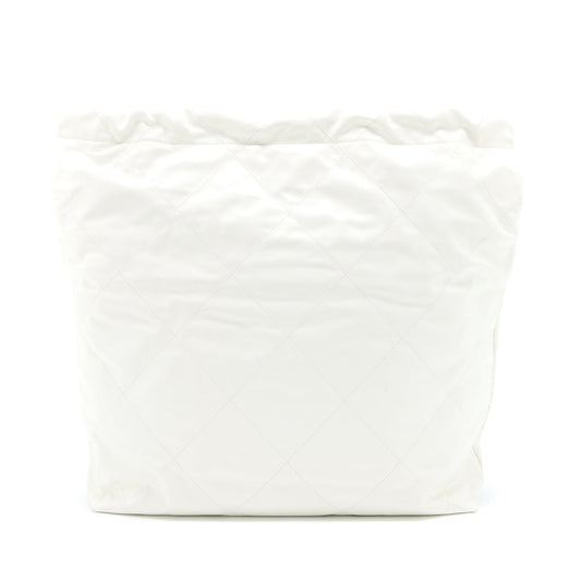 Chanel Large 22 Bag Calfskin White Brushed GHW (Microchip)