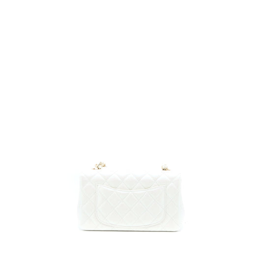 Chanel Classic Mini Rectangular Flap Bag Calfskin Iridescent White LGHW