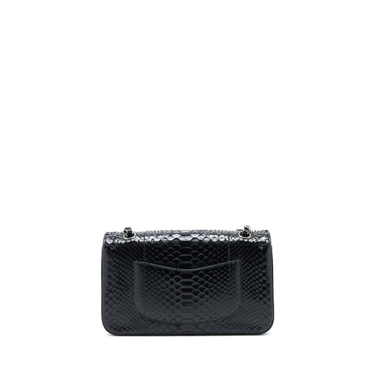 Chanel Medium Classic Double Flap Bag Python Black SHW
