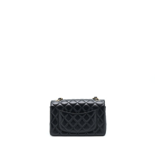 Chanel Mini Rectangular Flap Bag Lambskin Black LGHW (Microchip)