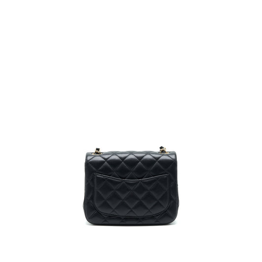 Chanel Mini Square Flap Bag Black Lambskin LGHW