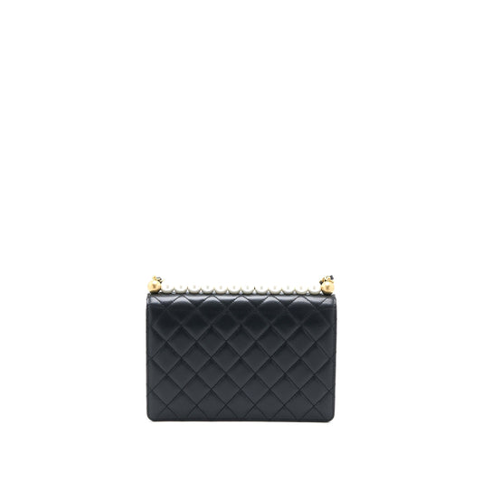 Chanel 20C Pearl Flap Bag Goatskin Black GHW