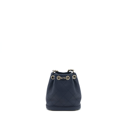 Chanel Mini Drawstring Bucket Bag Lambskin Navy GHW