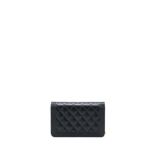 Chanel Boy Wallet on Chain Lambskin Black Brushed GHW