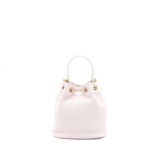 Chanel Drawstring Bucket Bag Lambskin Light Pink GHW