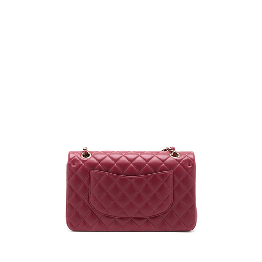 Chanel Medium Classic Flap Bag Lambskin Dark Red LGHW (Microchip)