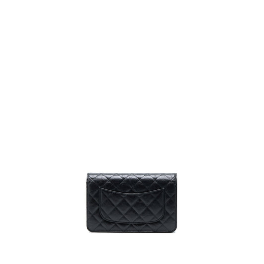 Chanel 2.55 Reissue Wallet on Chain Aged Calfskin Black Brushed GHW (Microchip)