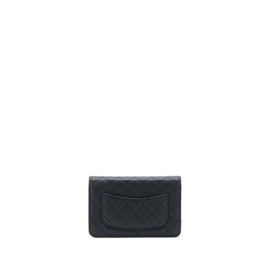 Chanel 23C Giant CC Logo Wallet on Chain Caviar Black LGHW (Microchip)