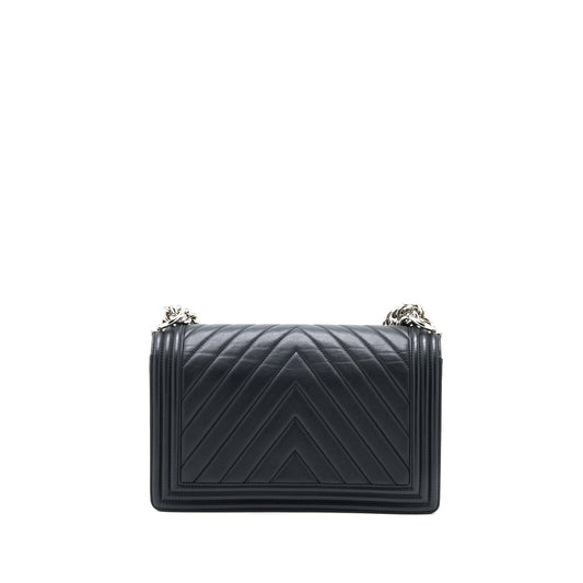 Chanel New Medium Boy Bag Chevron Lambskin Black SHW