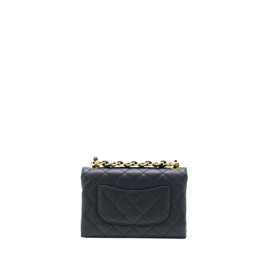 Chanel Handle Flap Bag Calfskin Black Brushed GHW (Microchip)