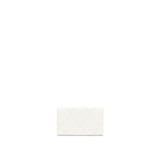 Chanel 19 Flap Card Holder Lambskin White Brushed GHW (Microchip)