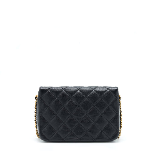 Chanel 22P Medium Melody Bag Grained Calfskin Black GHW (Microchip)