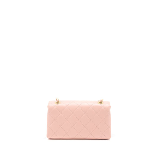 Chanel Front Logo Flap Bag Calfskin Pink Brushed GHW