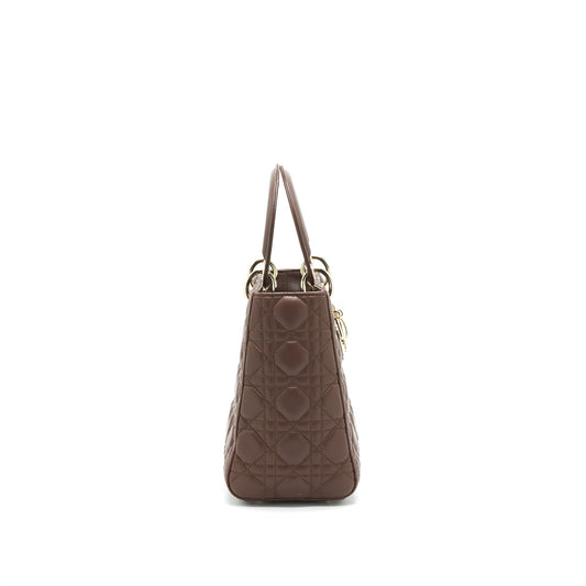 Dior medium Lady Dior Chocolate Brown LGHW