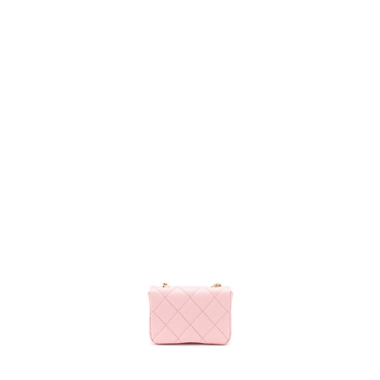 Chanel 22P Mini Flap Belt Bag/Card Holder Caviar Light Pink LGHW