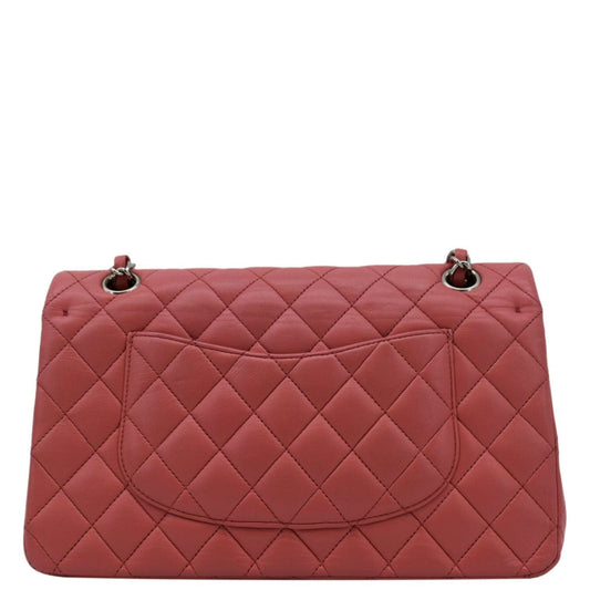 CHANEL Classic Double Flap Medium Quilted Leather Shoulder Bag Salmon Pink