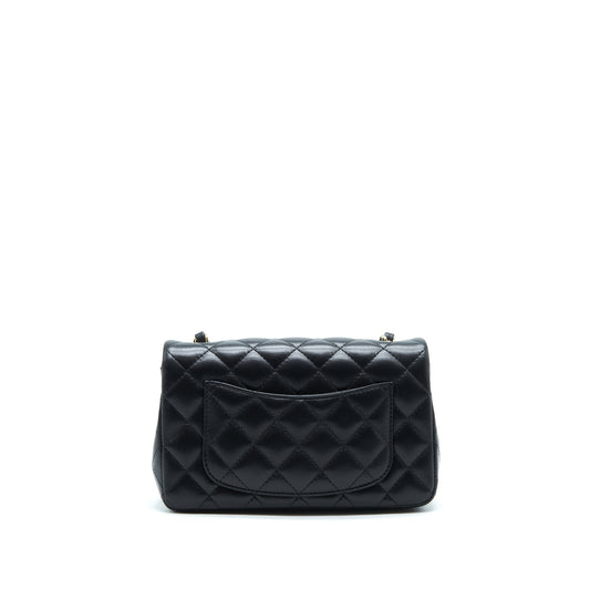 Chanel Mini Rectangular Flap Bag Lambskin Black LGHW(Microchip)