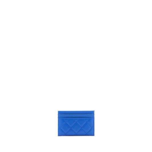 Chanel Classic CC Card Holder Lambskin Blue SHW