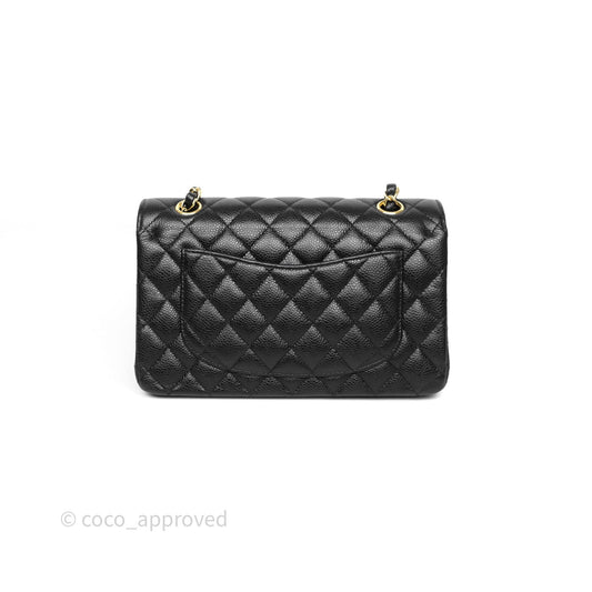 Chanel Small Classic Flap Quilted Black Caviar Gold Hardware