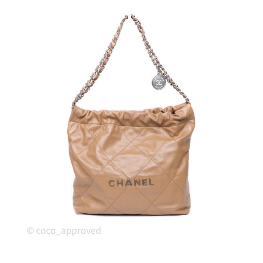 Chanel 22 Small Brown Shiny Calfskin Silver Hardware