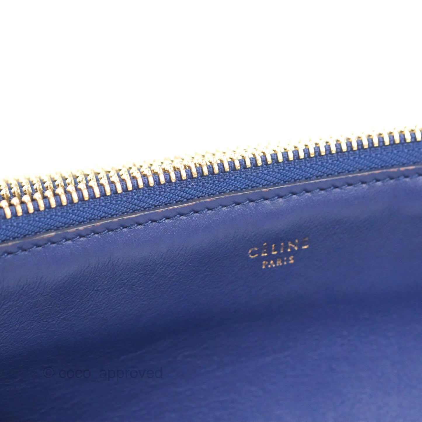 Celine Small Trio Crossbody Bag Dark Blue Lambskin Gold Hardware
