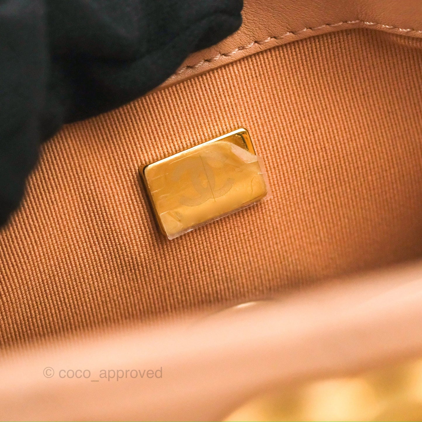 Chanel Pearl Chain Bag Nude Pink Calfskin Aged Gold Hardware