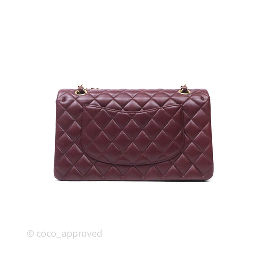 Chanel Classic M/L Medium Flap Quilted Burgundy Lambskin Gold Hardware