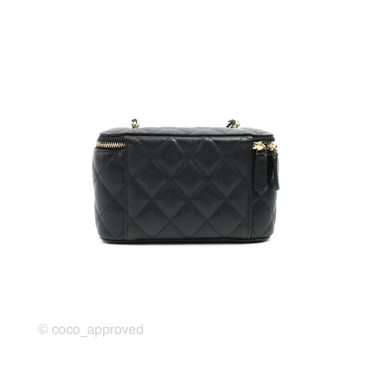 Chanel Classic Vanity with Chain Black Caviar Gold Hardware