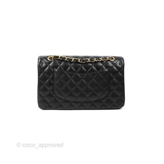Chanel Classic M/L Medium Flap Quilted Black Caviar Gold Hardware