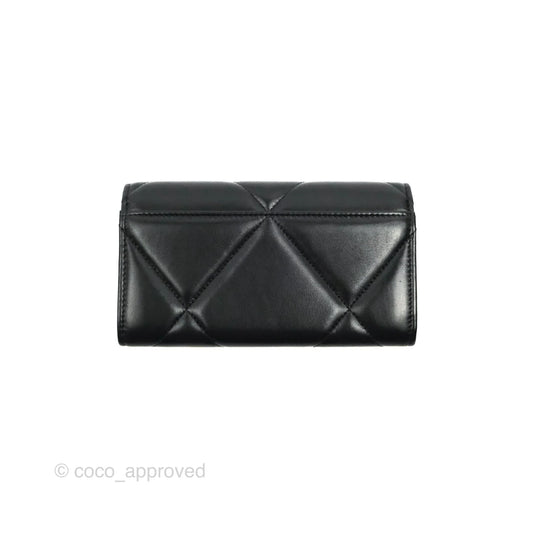 Chanel Quilted 19 Flap Wallet Black Lambskin