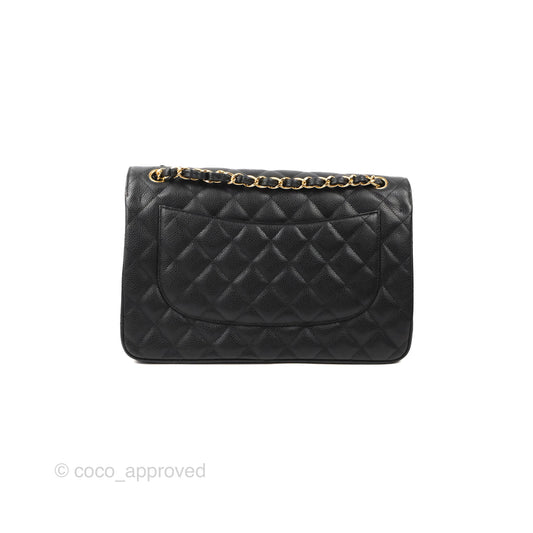 Chanel Jumbo Double Flap Black Caviar Gold Hardware