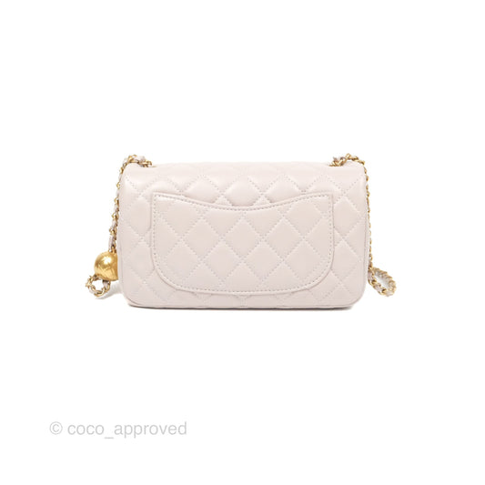 Chanel Mini Rectangular Pearl Crush Light Lilac Lambskin Aged Gold Hardware