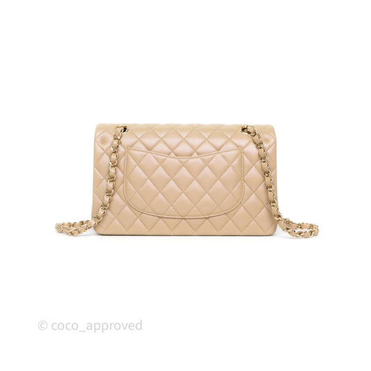 Chanel Classic M/L Medium Flap Quilted Iridescent Dark Beige Caviar Gold Hardware 21S