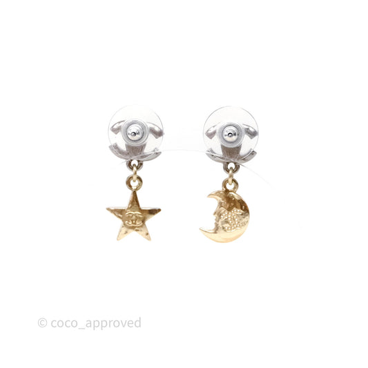 Chanel CC Crystals Moon Star Drop Earrings 17B